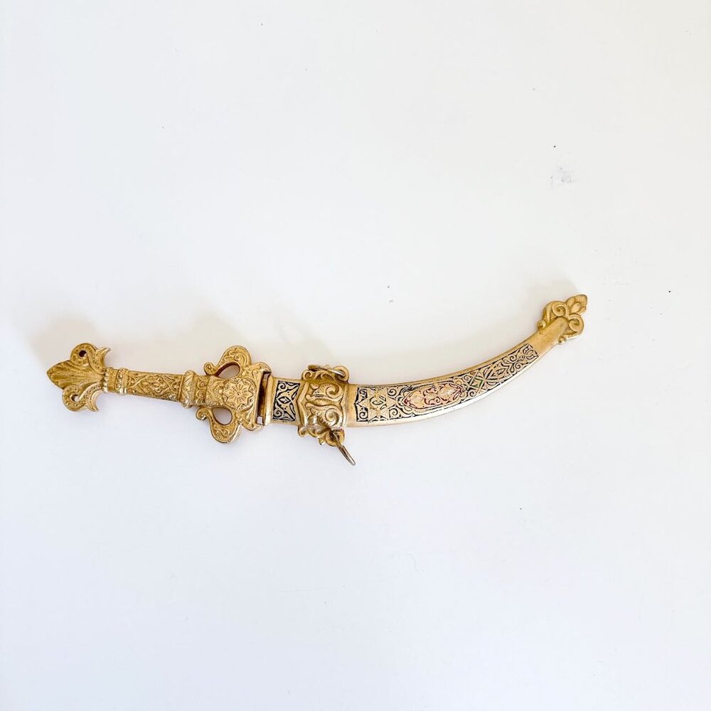GOLD ORNATE PERSIAN JAMBIYA 10.5" LONG